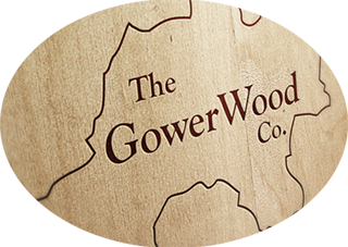 Company logo hot branded on to wood